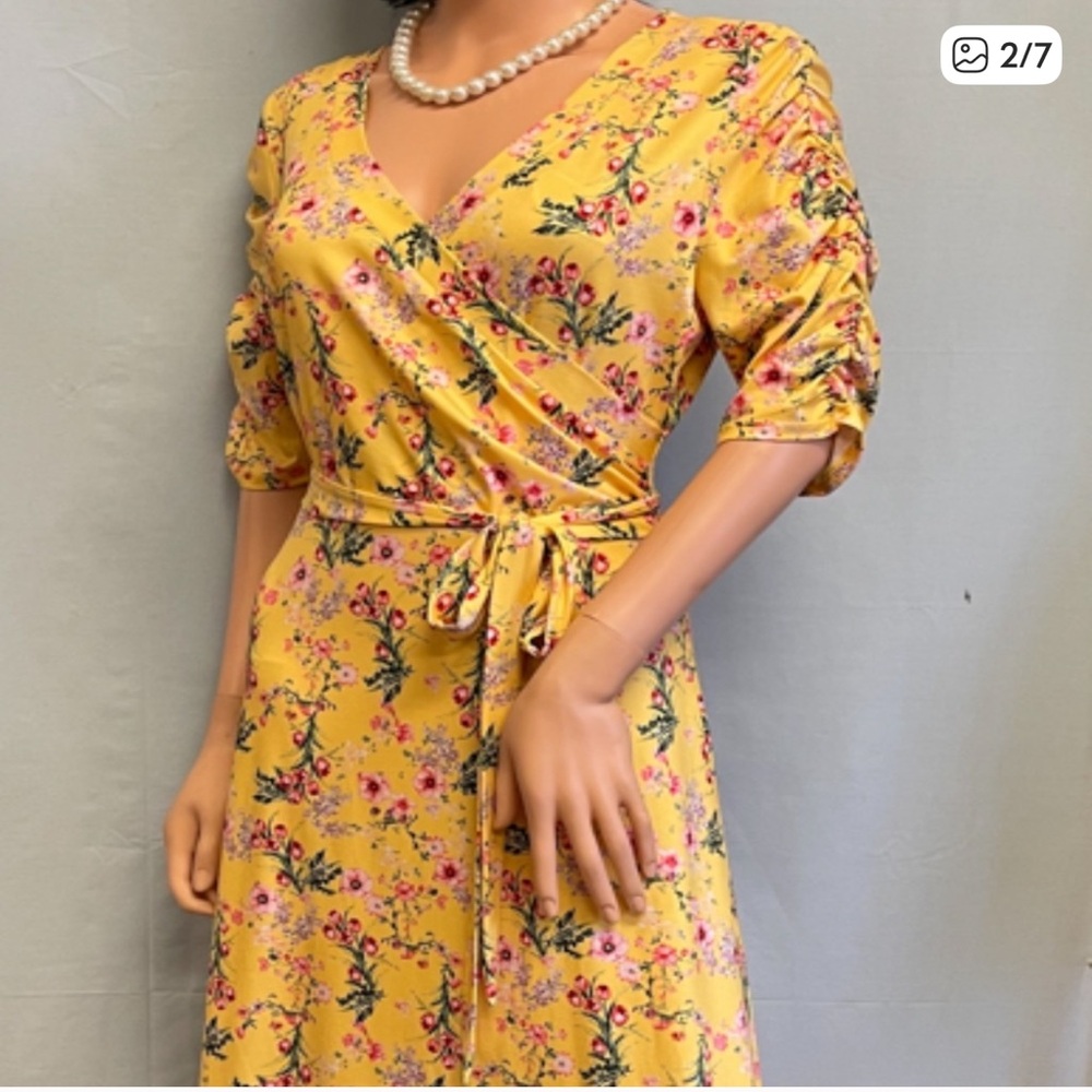 NWT Gibson Latimer Yellow Floral Maxi Dress
